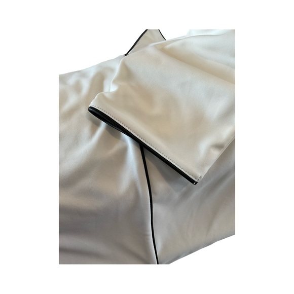 Ann Taylor Faux Leather Trim Bracelet Sleeve Popover Top Size Large NWT - Picture 4 of 5